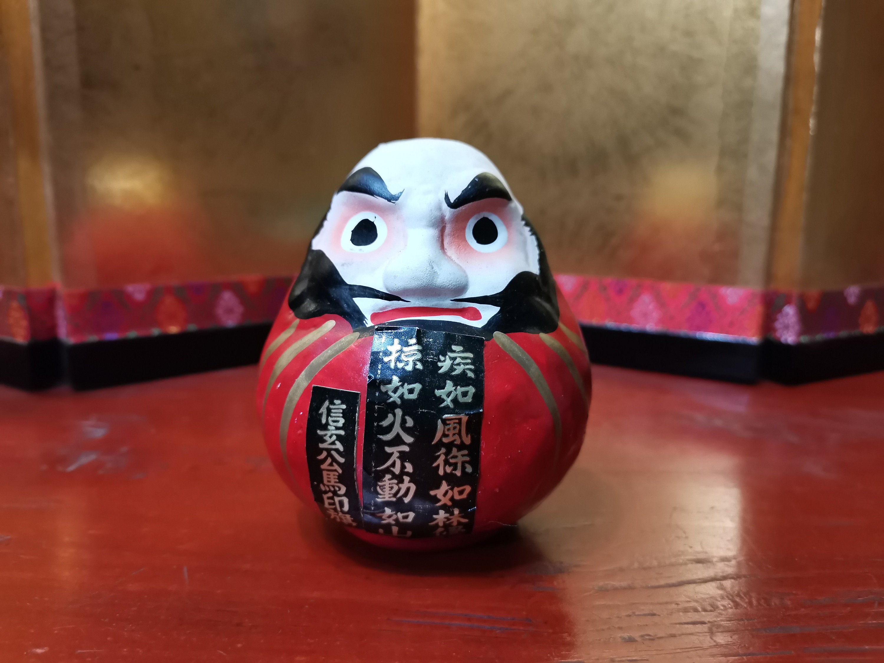 Japanese Porcelain Shingen Daruma 信玄だるま Doll Figure Koshu Daruma Coin Bank  