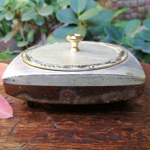 Distressed Vintage POLA Square Metal Powder Box With Mirror