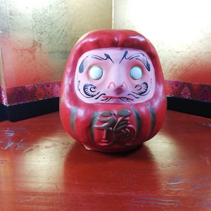 Japanese Porcelain Figure Daruma Doll Bodhidharma Coin Bank Blank Eyes