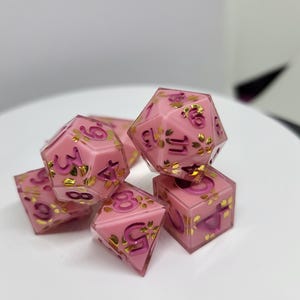 Golden Cherry Blossoms - Set of 7 Gaming Dice