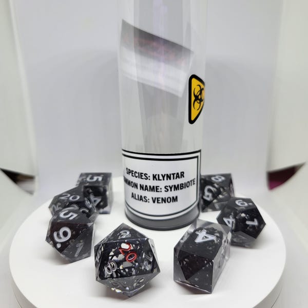 We Are Venom - Set of 7 Symbiote Dice with Vial Container