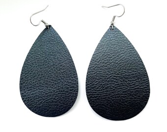 Leather Teardrop Earrings