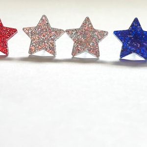 Glitter Star Fourth Of July Stud Earrings