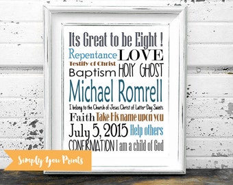 Baptism Subway Art-PRINTABLE- Boy Baptism Gift,LDS, Digital File