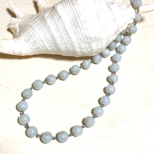 Genuine Aquamarine Labradorite Necklace, Classic Natural Gemstone Beaded Necklace, Gift for Her Wedding, Mothers Day, Date Night,Nature love