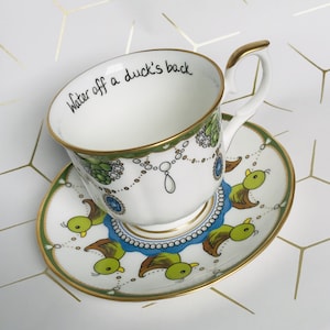 Jinkx Monsoon "Water off a Duck's Back" tea cup and saucer - Rupaul's Drag Race