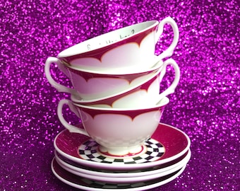 Rupaul&#39;s Drag Race inspired tea cup and saucer - What&#39;s the Tea? Spill the Tea! No Tea no Shade! All Tea All Shade...