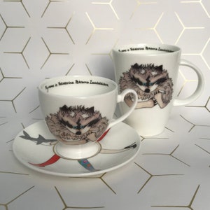 Katya Zamolodchikova &quot;My name is Yekaterina Petrovna Zamolodchikova but your dad just calls me Katya&quot; tea cup and saucer - Rupauls Drag Race