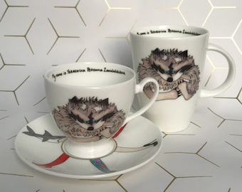 Katya Zamolodchikova &quot;My name is Yekaterina Petrovna Zamolodchikova but your dad just calls me Katya&quot; tea cup and saucer - Rupauls Drag Race