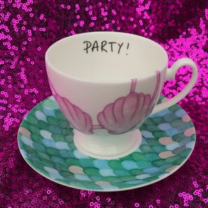 Adore Delano &quot;Party!&quot; mermaid teacup and saucer - Rupaul&#39;s Drag Race