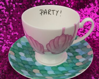 Adore Delano &quot;Party!&quot; mermaid teacup and saucer - Rupaul&#39;s Drag Race