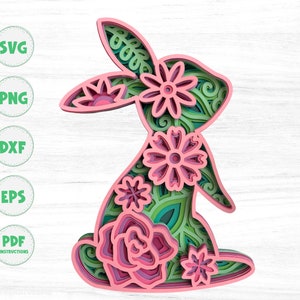 3D coniglietto in formato SVG, 3D coniglio in formato SVG, coniglietto in formato SVG, coniglio in formato SVG, primavera in formato SVG, coniglietto di Pasqua in formato SVG, mandala in formato SVG,