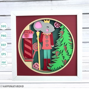 3d Cascanueces ratón svg, caja de sombras de Navidad svg, caja de sombras svg, caja de sombras, 3d svg, svg en capas, archivos Svg para Cricut, Navidad svg