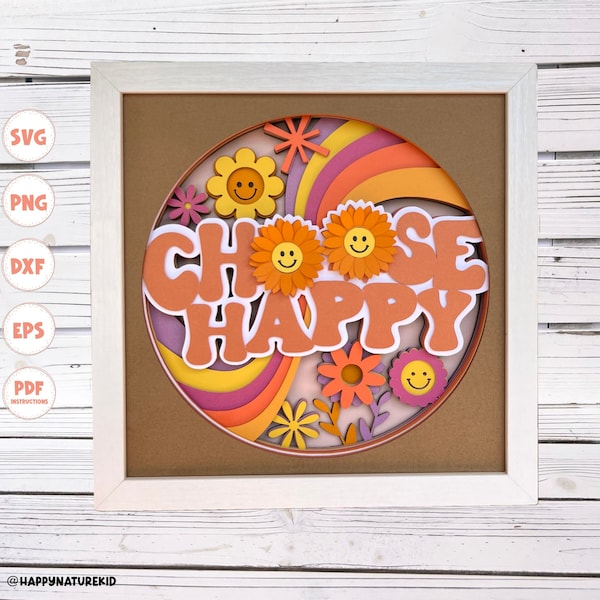 Choose Happy Shadow Box svg, Shadow Box svg, Choose Happy svg, Boho svg, 3d svg Choose Happy Shadow Box svg, Shadow Box svg, Choose Happy svg, Boho svg, 3d svg