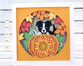 Fall Dog Shadow Box svg, Shadow Box svg, Shadow Box, Fall Shadow Box, Dog Shadow Box, Dog svg, Pumpkin svg, Mandala, svg Files for Cricut