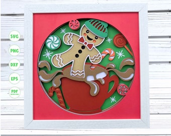 Gingerbread Shadow Box svg, Shadow Box svg, Christmas Shadow Box svg, Gingerbread svg, Christmas svg, Cricut svg