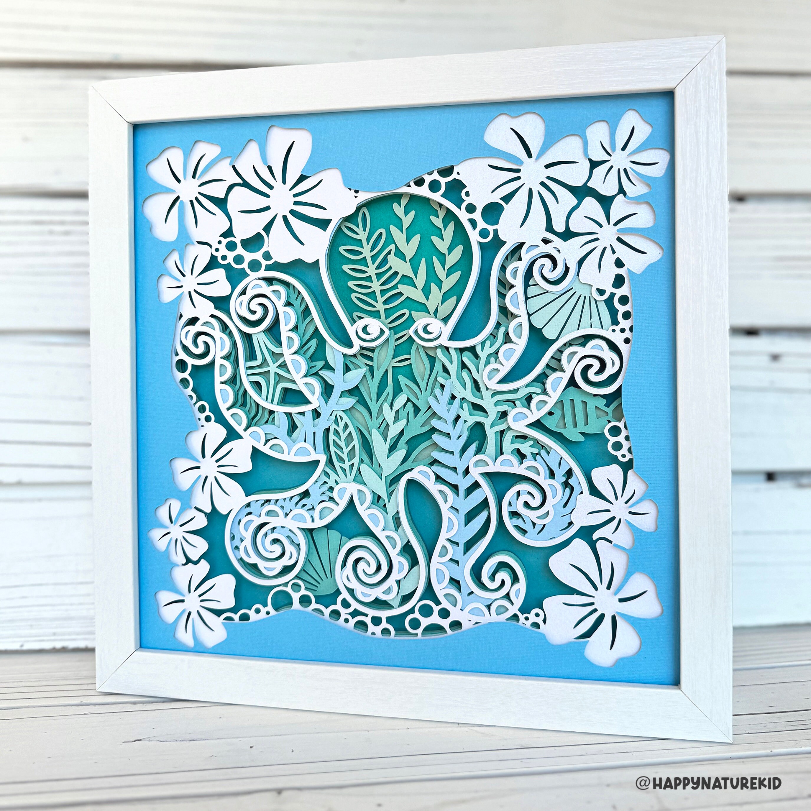 Flower Octopus Shadow Box Svg, 3d Octopus Svg, Ocean Shadow Box Svg, 3d ...