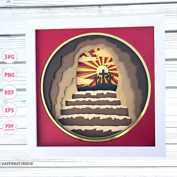 3d Easter Resurrection shadow box svg, Easter shadow box svg, 3d Layered svg, 3d svg, Svg files for Cricut, Cardstock svg, Papercut svg