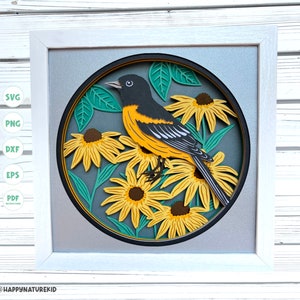 3D Baltimore Oriole shadow box svg, 3D Layered svg, Maryland State Bird svg, 3d Bird shadow box svg, 3d svg, Svg-bestanden voor Cricut
