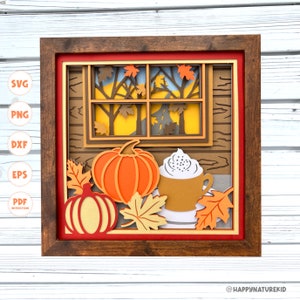 3d Fall Coffee shadow box svg, Cozy Fall svg, Fall shadow box svg, 3d layered svg, Svg file for Cricut, 3d svg, 3d Fall svg, Cricut projects