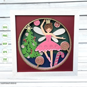 3D Nussknacker Fee Schatten Box svg, Schattenbox svg, 3d Weihnachten svg, Schattenbox, überlagert svg, 3d svg, svg für Cricut
