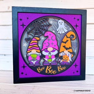 Gnomes d'Halloween Shadow Box svg, svg Halloween shadow box, mignon Halloween svg, svg Boo 3D, Cricut Projects, svg 3D, fichiers Svg pour Cricut