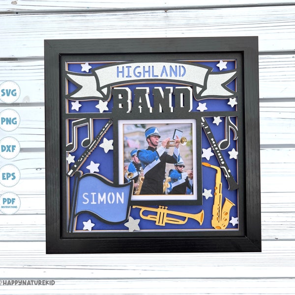 Personalized Band Shadow box svg, Band Shadow box, 3d Music svg, 3d Layered svg, svg, 3d svg, Svg Files for Cricut, Marching Band svg