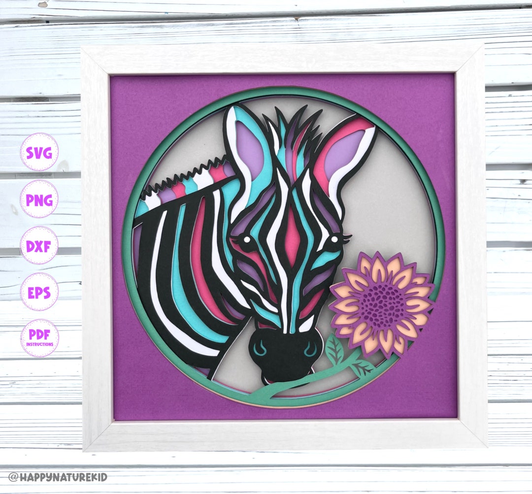 3d Zebra Shadow Box Svg 3d Layered Svg Card Stock Svg 3d Svg Svg Files