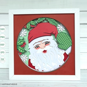 Santa Shadow Box svg, Santa Shadow Box, Christmas Shadow Box, Shadow Box svg, Shadow Box, Santa svg, Retro Santa svg, arquivos Svg para Cricut