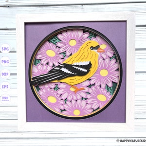 3d Gold Finch Shadow Box svg, 3d Bird Shadow Box svg, 3d svg, 3d geschichtet svg, SVG-Dateien für Cricut, 3d Mandala svg, 3d Cardstock svg