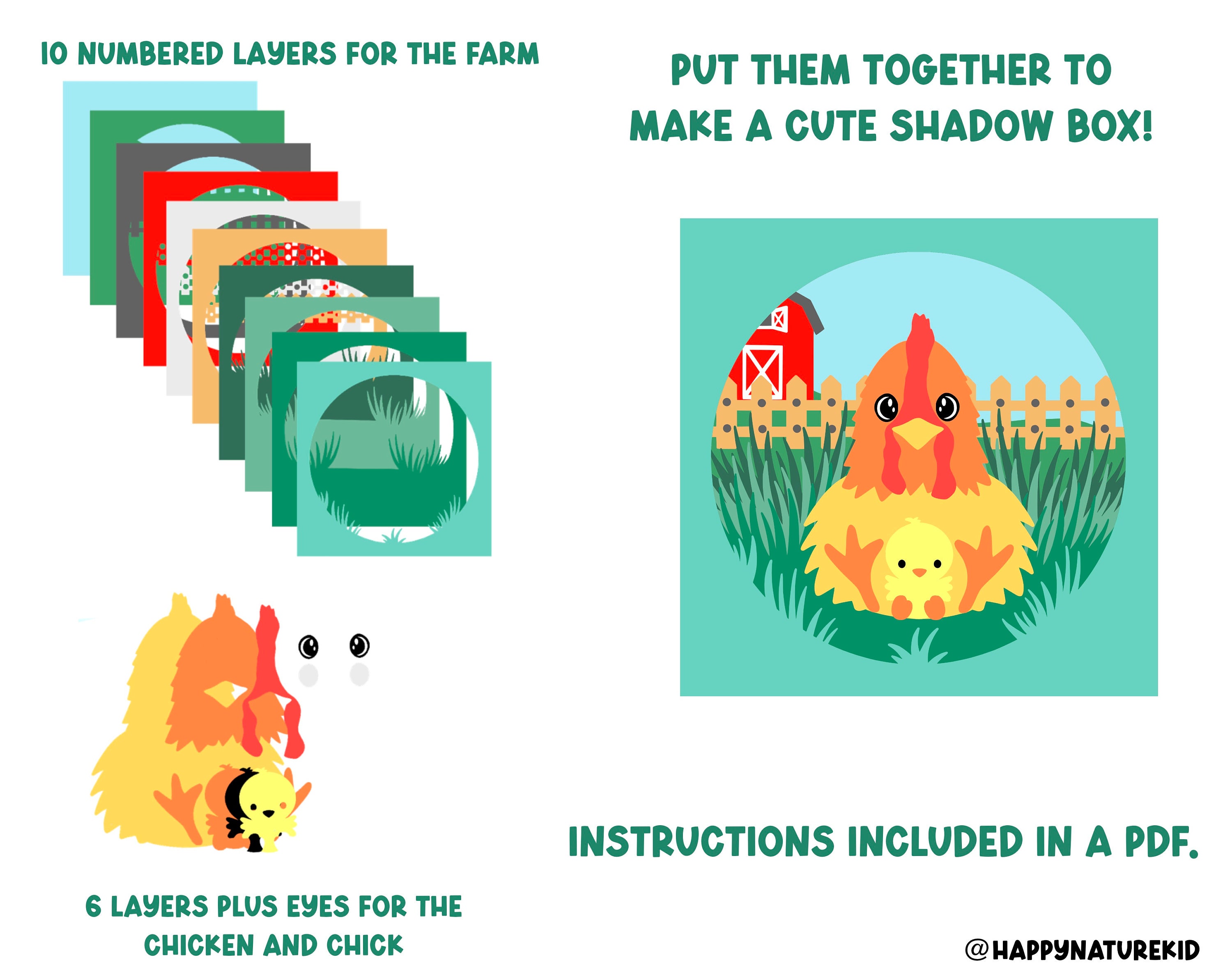 Chicken Shadow Ink 3d Chicken Shadow Box Svg, Farm Shadow Box Svg, 3d Chicken Svg, 3d ...