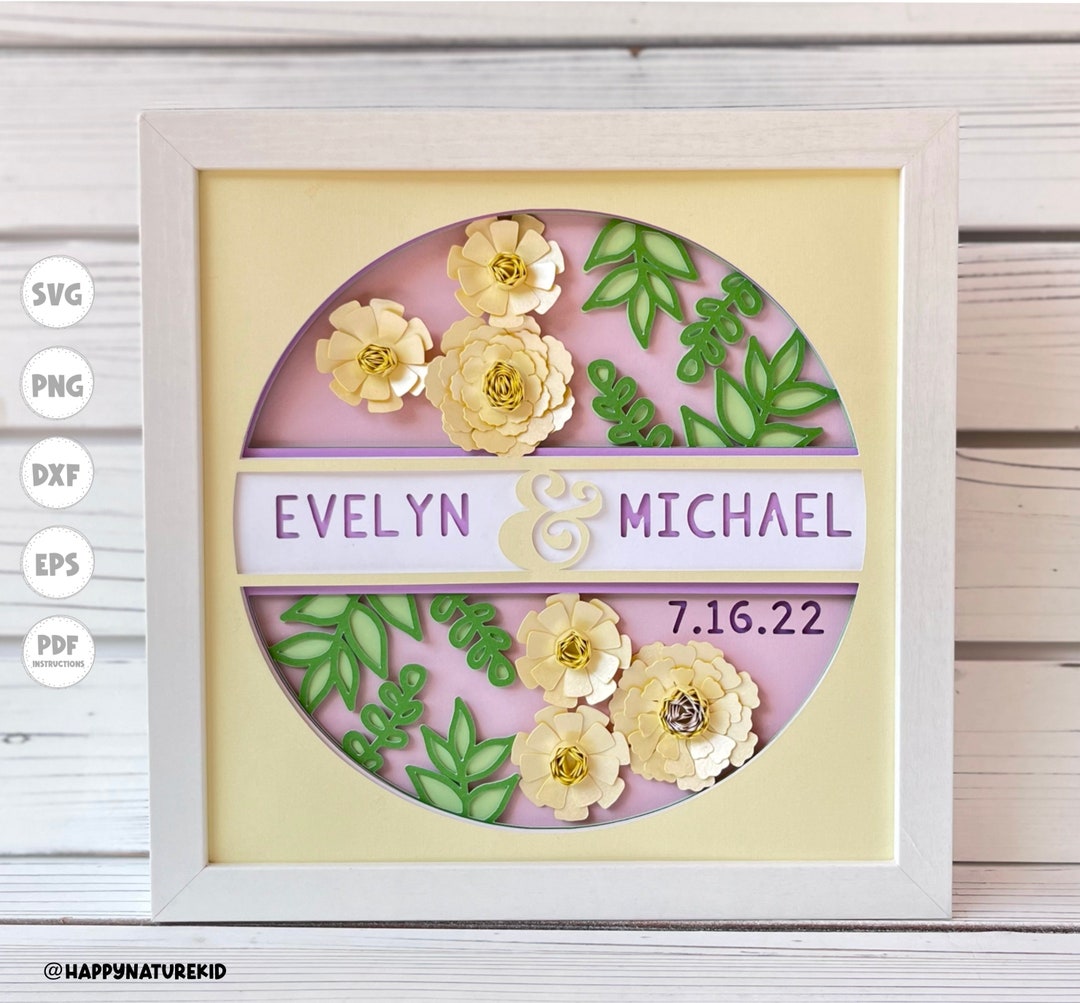 Personalized Wedding Shadow Box Svg, Customizable Wedding Shadow Box