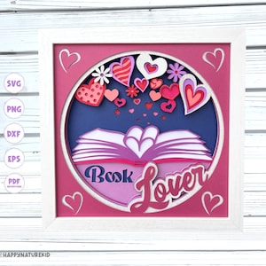 3d Buch Liebhaber Schatten Box svg Buch Liebhaber svg Schatten Box svg 3d geschichtet svg 3d svg svg Dateien für Cricut Buch svg Cardstock svg