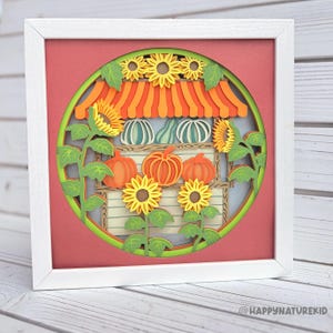 Pumpkin Market Stand shadow box svg, Fall shadow box svg, 3d shadow box svg, Cricut Projects, silhouette svg, 3d Layered svg, 3d svg