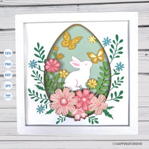 Oeuf de Pâques scène shadow box svg, svg de boîte d'ombre de lapin de Pâques, svg de boîte d'ombre de Pâques, projets Cricut, silhouette svg, fichiers Svg pour Cricut