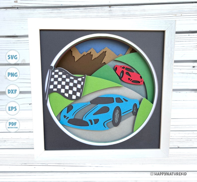 Race Car Shadow Box Svg Shadow Box Svg Layered Svg Race Car Etsy New
