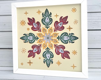 Christmas Snowflake shadow box svg, Christmas shadow box svg, Cricut projects, Svg files for Cricut, silhouette svg, 3d layered svg, 3d svg