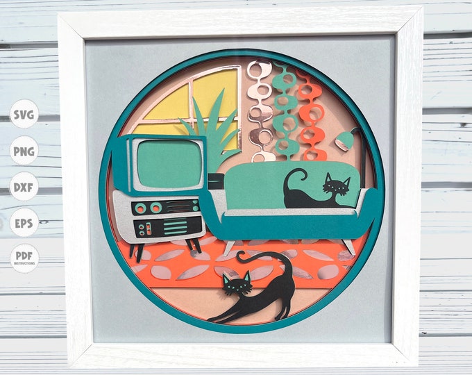 Vintage Midcentury Vintage Shadow Box With Mirror Etsy