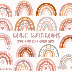 Boho Rainbow svg, paquete Boho Rainbow svg, Boho Rainbow Clipart, Rainbow Cricut File, Pastel Rainbow svg, decoración Boho Nursery