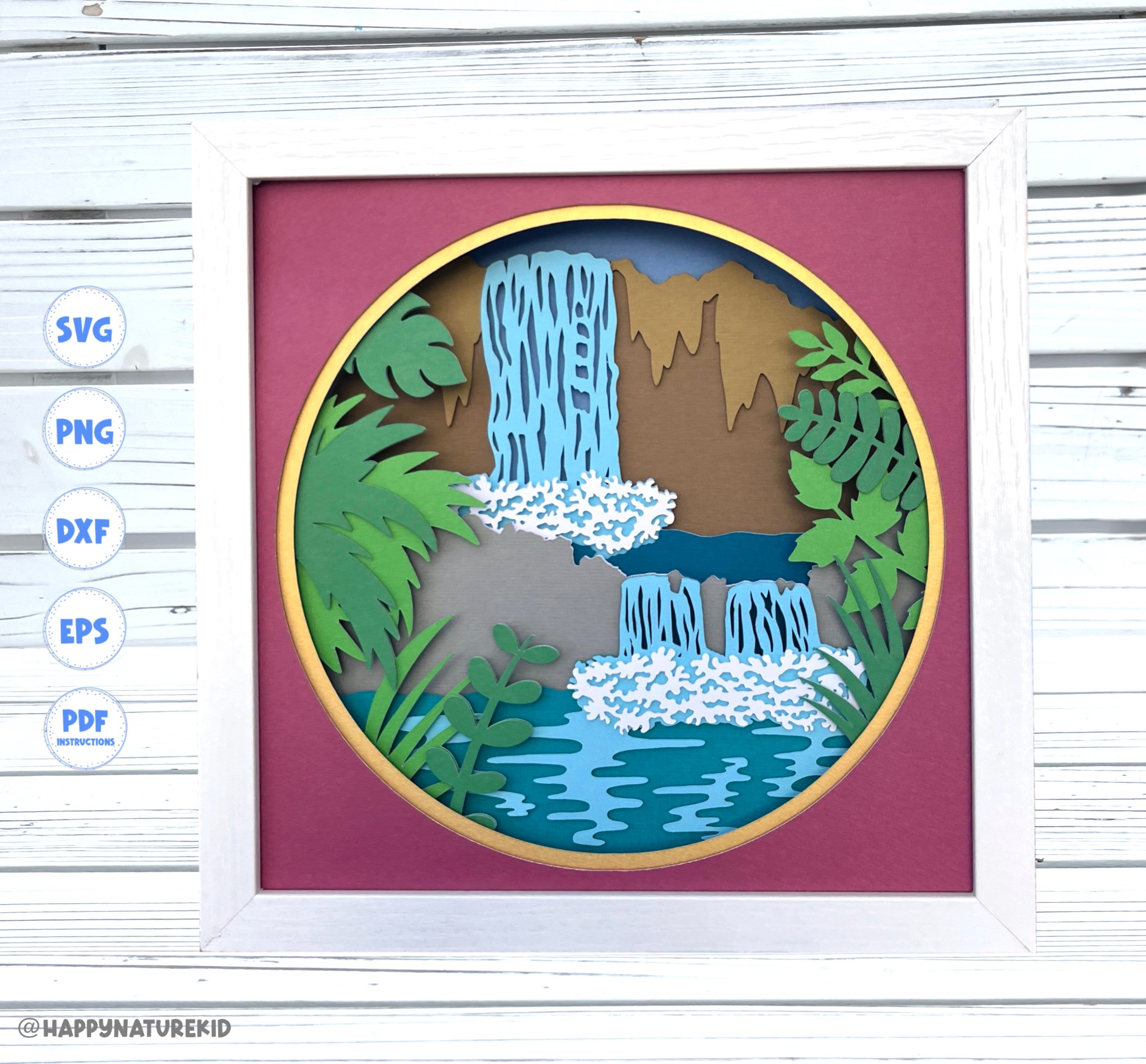 3d Waterfall Shadow Box Svg, 3d Waterfall Svg, 3d Papercut Svg, 3d ...