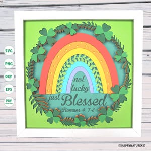 Not Lucky Just Blessed Schattenbox svg, Schrift Schattenbox svg, St. Patrick's Day Schattenbox svg, Cricut-Projekte, Silhouette svg, 3d svg