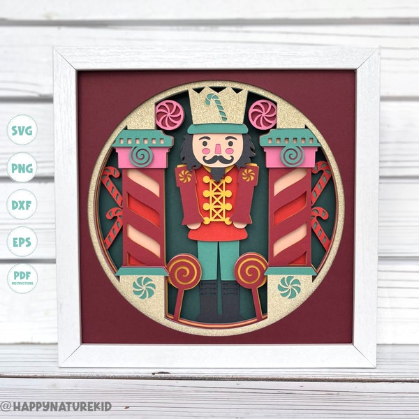 3d Nutcracker svg, Nutcracker shadow box svg, Shadow box svg, Shadow box, 3d layered svg, Mandala svg, Christmas svg, Svg files for Cricut