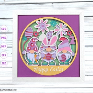 3d Pâques Gnomes shadow box svg Pâques shadow box svg 3d Layered svg 3d Mandala svg 3d Gnomes svg Gnome svg fichiers pour Cricut