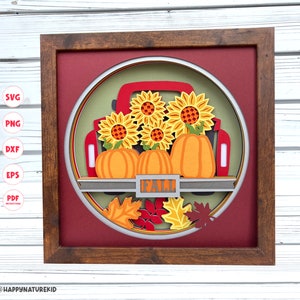 3d Fall Harvest Truck Shadow Box svg, 3d Layered svg, 3d svg, Fall Shadow box svg, Svg files for Cricut, Cricut Projects, Cardstock svg