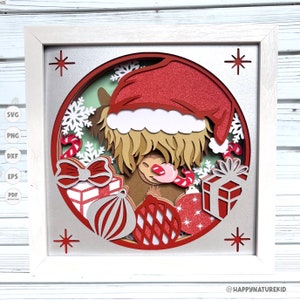 3D クリスマス カウ シャドー ボックス SVG、3D レイヤー SVG、クリスマス シャドー ボックス SVG、Cricut 用プロジェクト、3D SVG