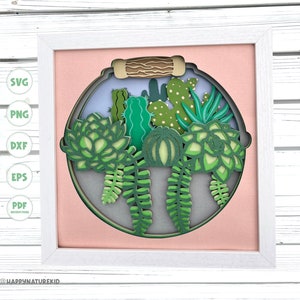 3d Succulent shadow box svg 3d Layered svg Cardstock svg files for Cricut Succulent svg 3d succulent svg Spring shadow box svg Greenery svg