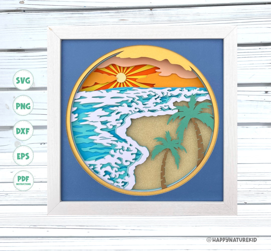 3d Beach Shadow Box Svg 3d Beach Svg 3d Layered Svg Files for Cricut ...