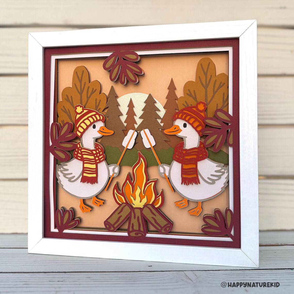 Cute Fall Geese Shadow Box Svg, Cute Goose Svg, 3d Layered Svg, Fall ...