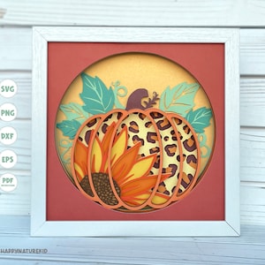 Pumpkin Shadow Box svg, Pumpkin Flower shadow box svg, 3d Pumpkin svg, 3d Sunflower svg, Pumpkin Mandala svg, Cricut svg