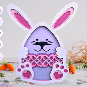 3d Bunny Egg SVG, Bunny SVG, Rabbit SVG, Easter Rabbit SVG, Cricut Layered SVG